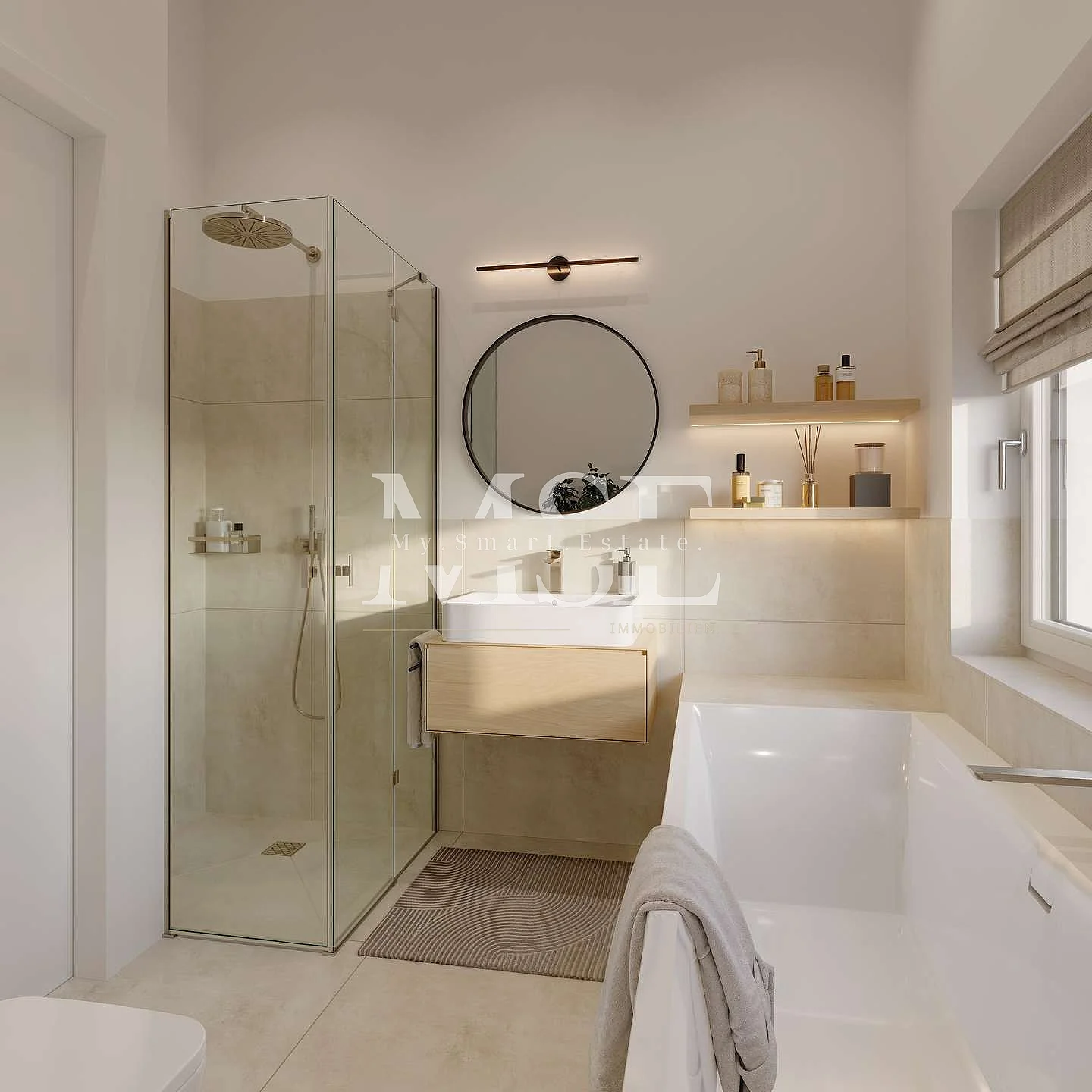 Badezimmer mit Wanne und Dusche