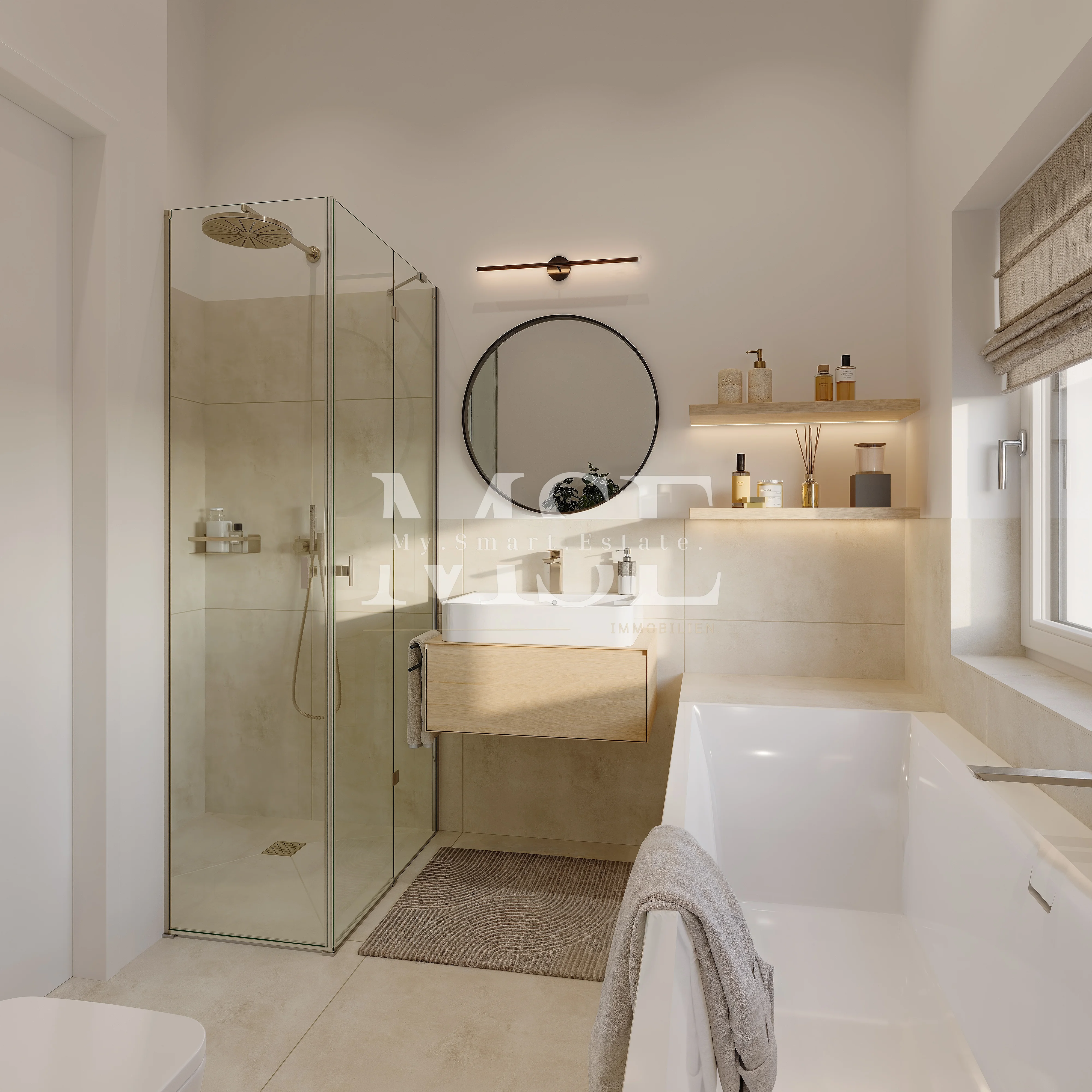 Badezimmer mit Wanne und Dusche