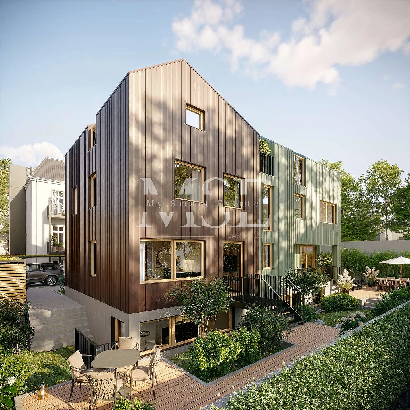 Hausansicht Gartenterrassen